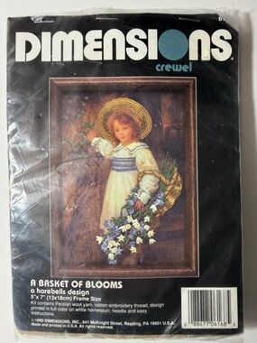 Dimensions Crewel "A Basket of Blooms" Embroidery Kit 1990